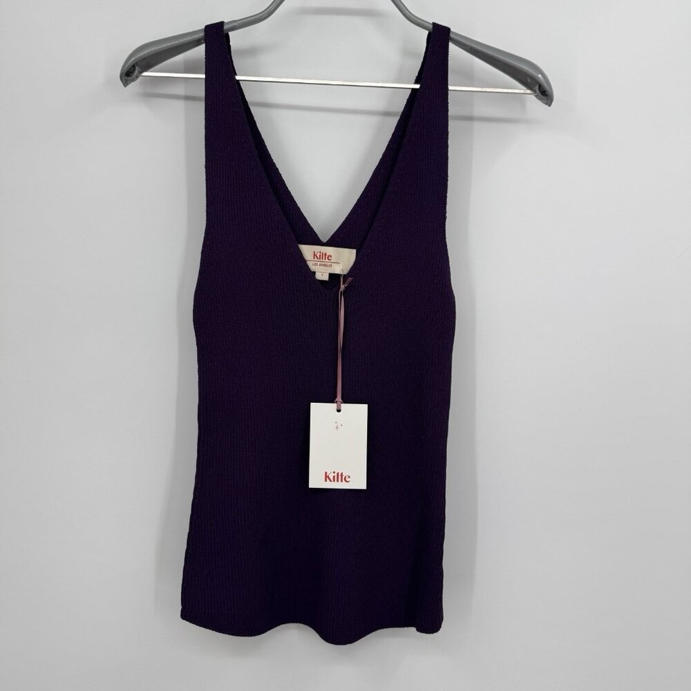 Kilte Collection The Katherine Rib Knit Tank Top size 1 S in Plum Purple Rayon